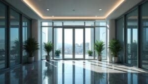 entrance lobby with impact doors